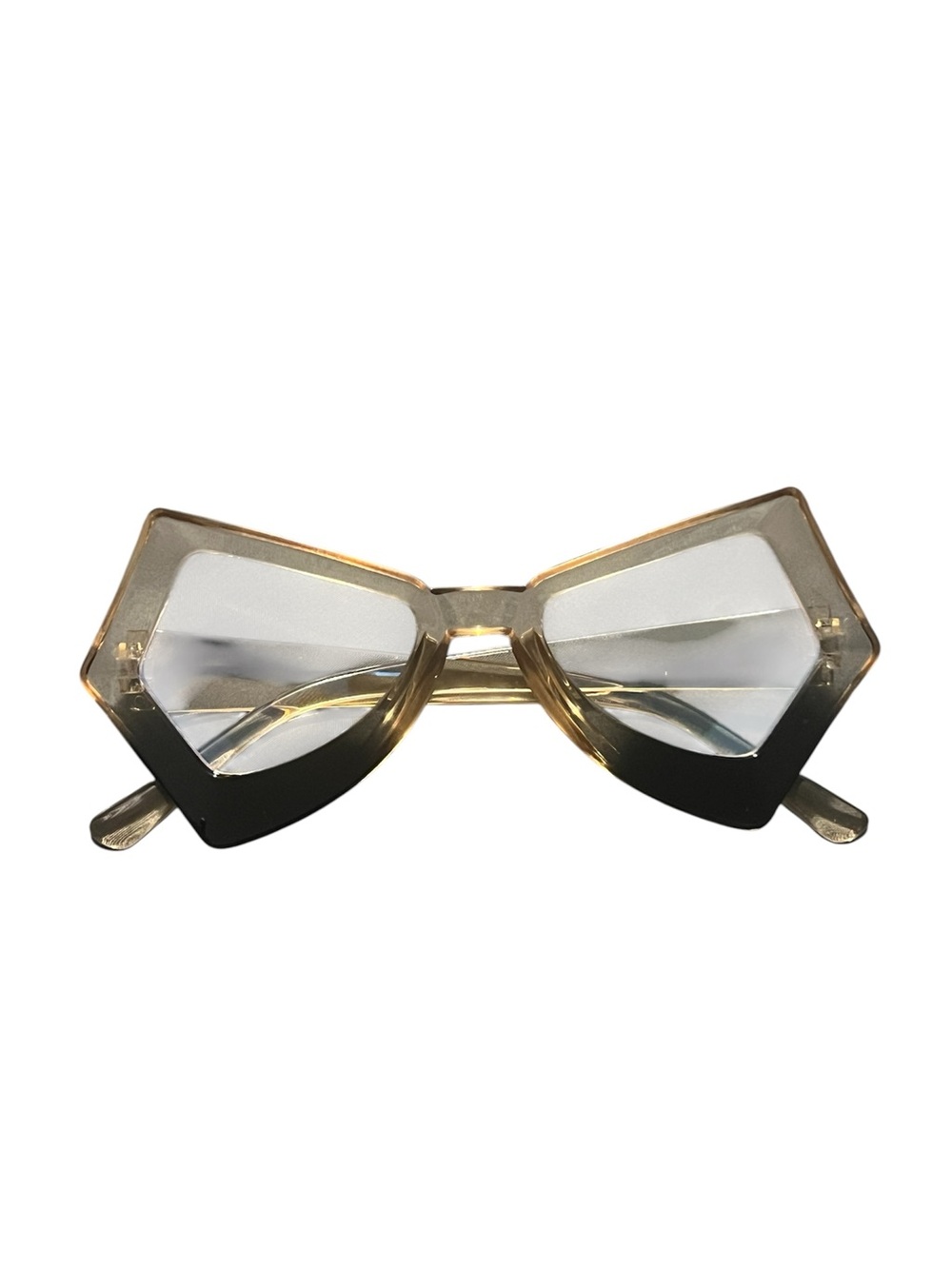 Women’s Geometric Cat-Eye Glasses in Black and Gold